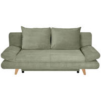 SCHLAFSOFA  mit Schlafen auf Sitzhöhe, haustierfreundlicher Bezug Cord Salbeigrün  - Salbeigrün/Buchefarben, KONVENTIONELL, Holz/Textil (200/75/85cm) - Carryhome