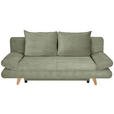 SCHLAFSOFA Cord Salbeigrün  inkl. Rückenkissen, Bettkasten, Schlaffunktion, Rücken echt, Liegefläche im Originalstoff  - Salbeigrün/Buchefarben, KONVENTIONELL, Holz/Textil (200/75/85cm) - Carryhome