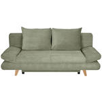 SCHLAFSOFA  mit Schlafen auf Sitzhöhe, haustierfreundlicher Bezug Cord Salbeigrün  - Salbeigrün/Buchefarben, KONVENTIONELL, Holz/Textil (200/75/85cm) - Carryhome