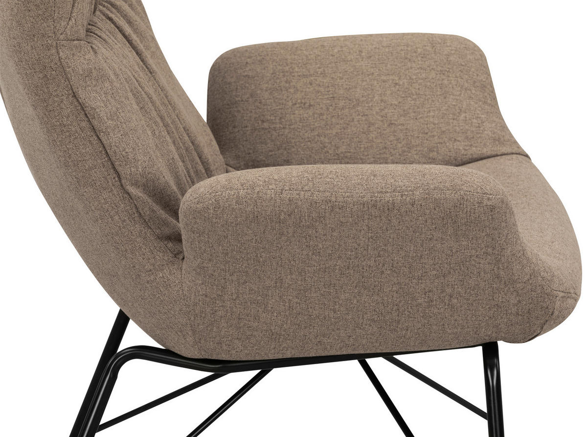 OHRENSESSEL Webstoff Braun  - Schwarz/Braun, Design, Textil/Metall (76/108/80cm) - MID.YOU