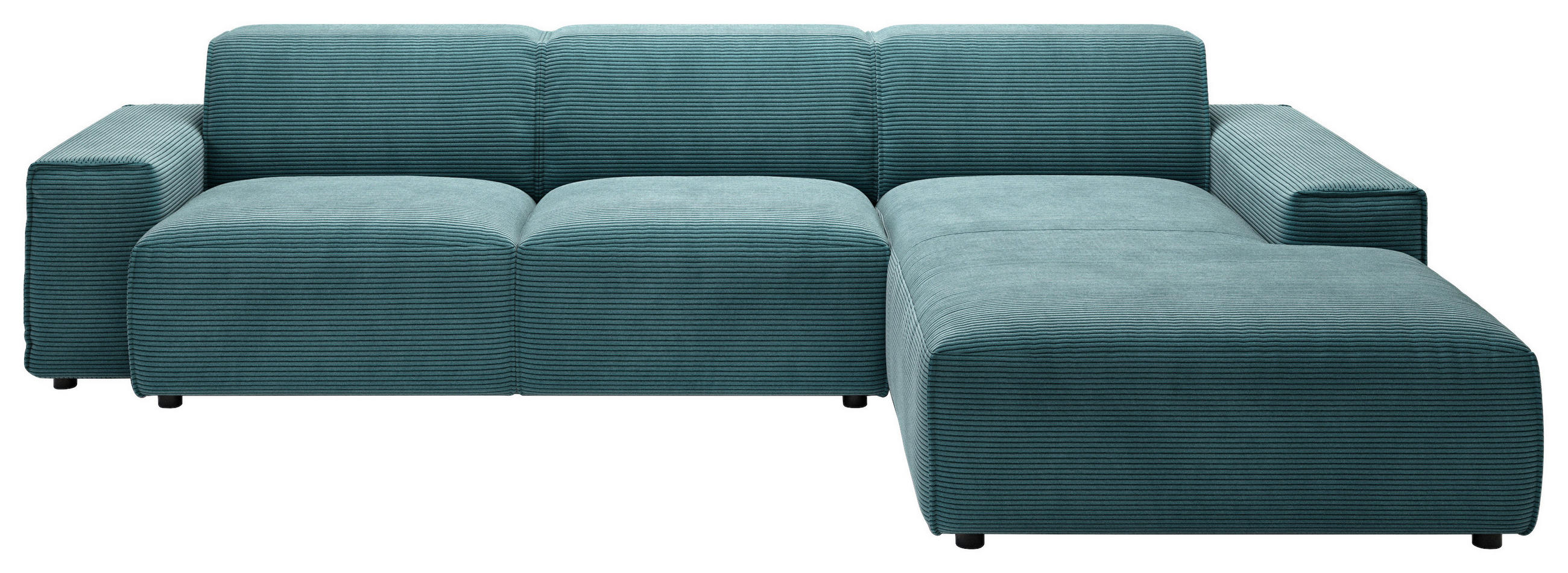 ECKSOFA in Cord Petrol  - Petrol/Schwarz, Design, Kunststoff/Textil (300/189cm) - Pure Home Lifestyle