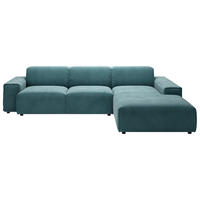 ECKSOFA in Cord Petrol  - Petrol/Schwarz, Design, Kunststoff/Textil (300/189cm) - Pure Home Lifestyle