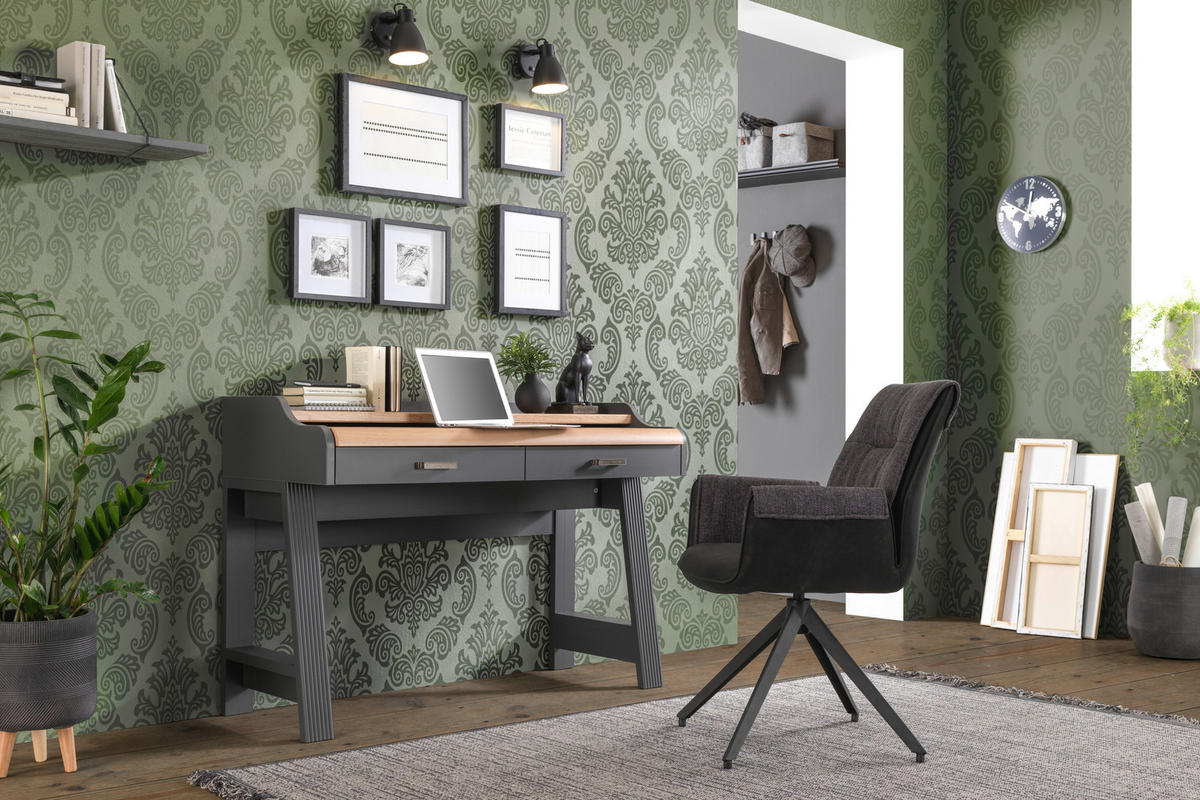 Birou in stejar Artisan  - stejar Artisan/grafit, Romantik / Landhaus, metal/material pe bază de lemn (120/53/84cm) - Landscape