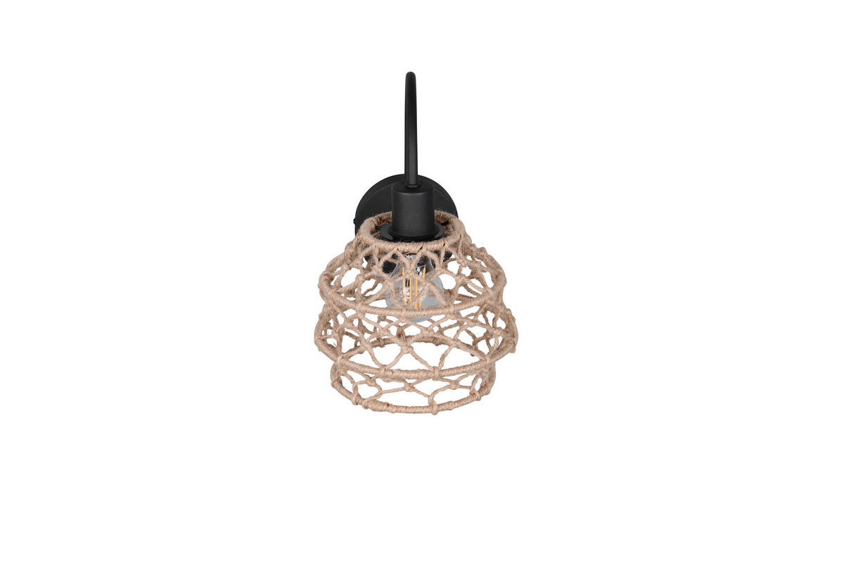 WANDLEUCHTE Hive 30,5/32/20 cm  - Schwarz/Naturfarben, Natur, Textil/Metall (30,5/32/20cm)