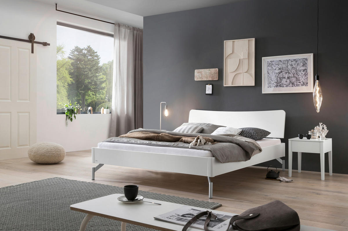 BETT 140/200 cm  in Weiß  - Alufarben/Weiß, Design, Metall (140/200cm) - Hasena
