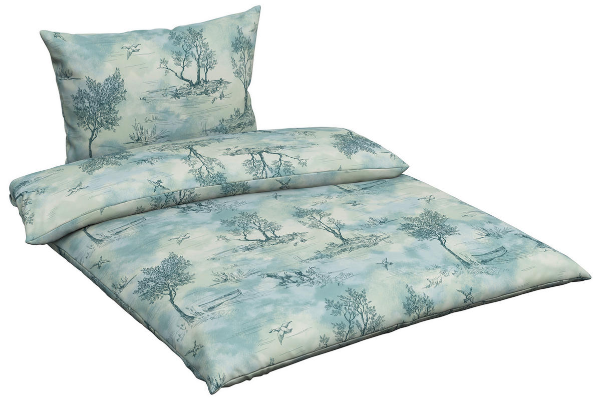 POSTELJNINA 140/200 cm flanela modra, bež  - modra/bež, Konvencionalno, tekstil (140/200cm) - Esposa