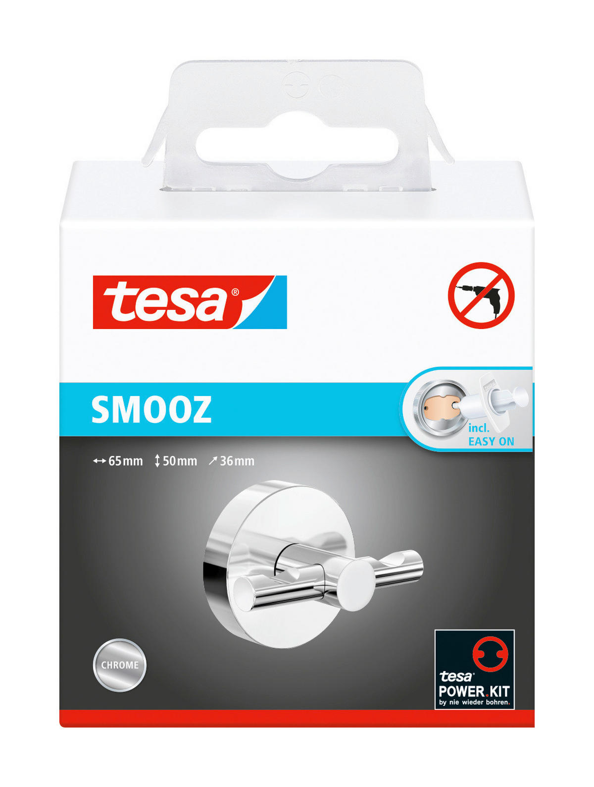 HANDTUCHHAKEN - Chromfarben, Trend, Metall (6,25/5/5cm) - Tesa