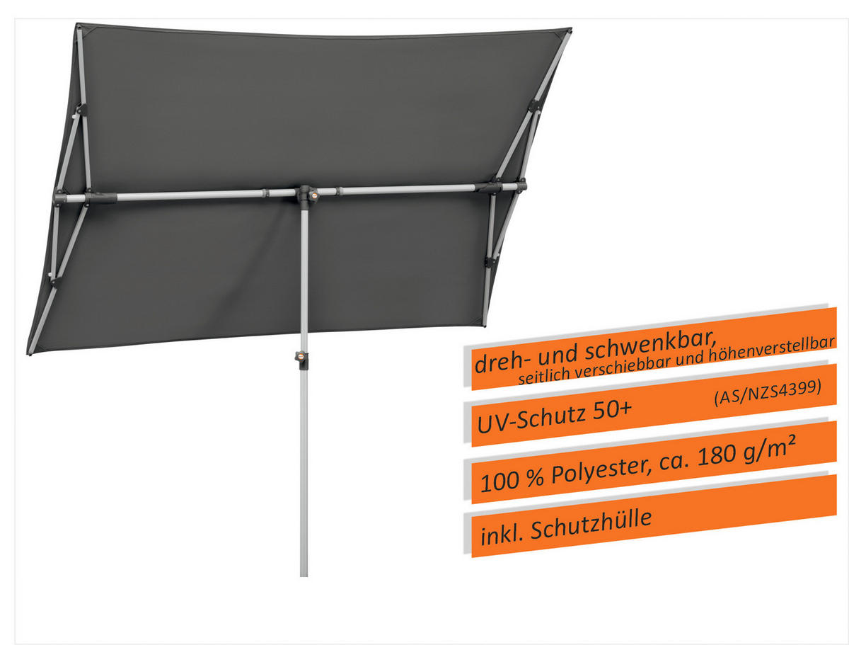 AMPELSCHIRM 190 cm Anthrazit  - Anthrazit, Basics, Textil/Metall (190/188/140cm) - Schneider