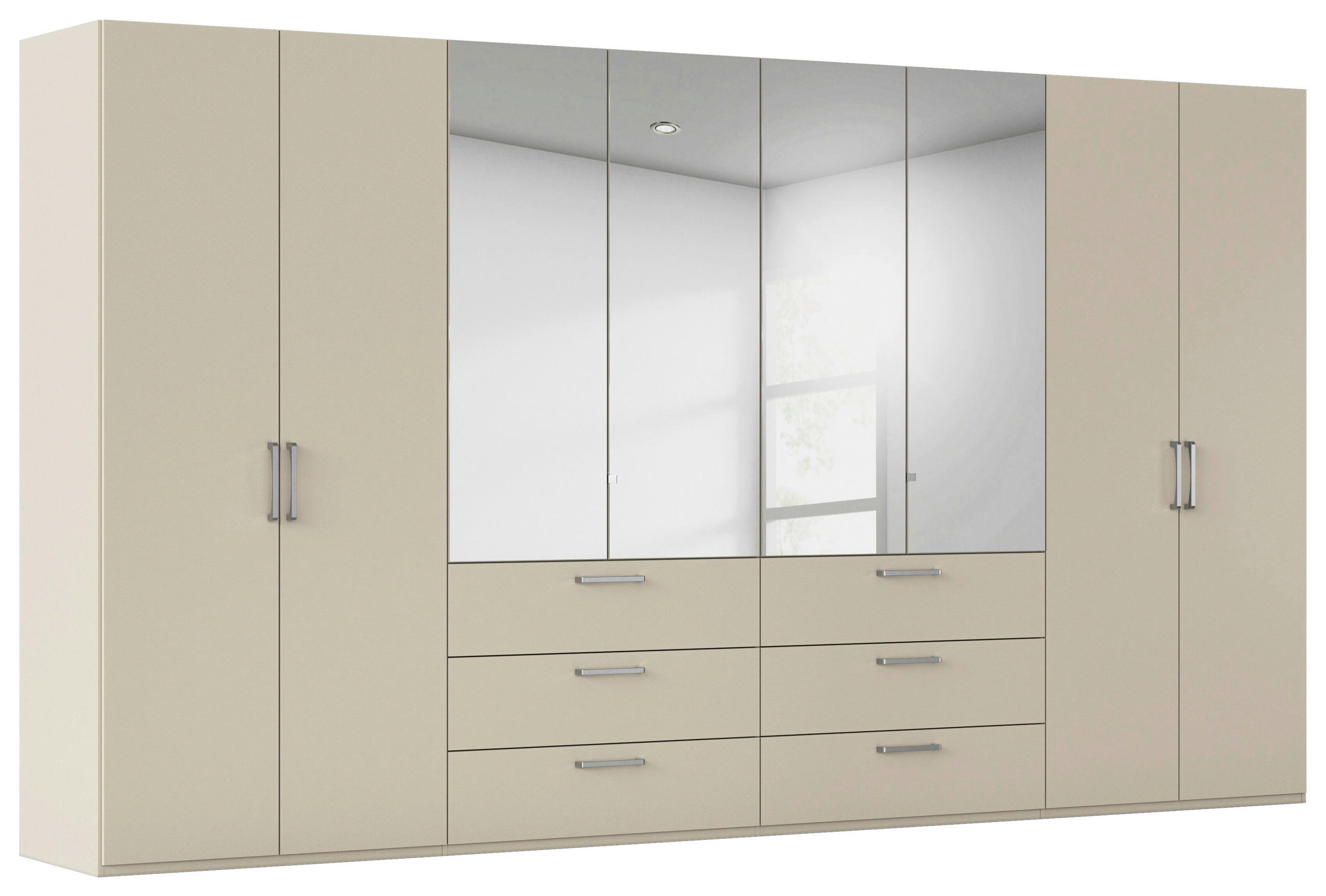 DREHTÜRENSCHRANK 400/235/61 cm,  in Champagner, 8-türig  - Chromfarben/Edelstahlfarben, Basics, Glas/Holzwerkstoff (400/235/61cm) - Novel