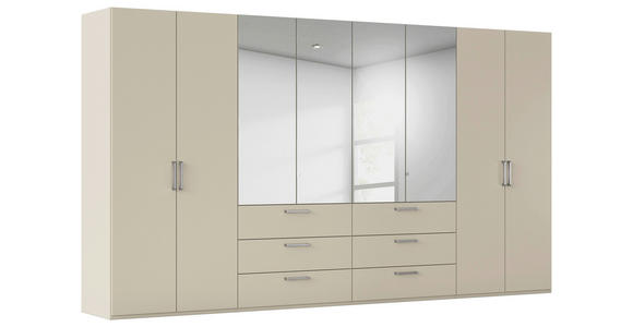 DREHTÜRENSCHRANK 400/223/61 cm,  in Champagner, 8-türig  - Chromfarben/Edelstahlfarben, Basics, Glas/Holzwerkstoff (400/223/61cm) - Novel