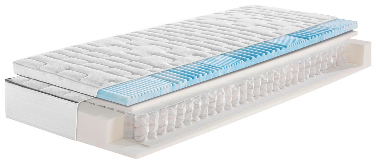 GEL-TASCHENFEDERKERNMATRATZE 90/200 cm Höhe ca. 24 cm 7 -Zonen - Weiß, Basics, Textil (90/200cm) - FAN