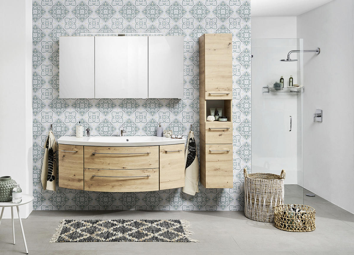BADEZIMMER  in 141 cm  - Eichefarben, Konventionell, Glas/Holzwerkstoff (141cm) - Sadena