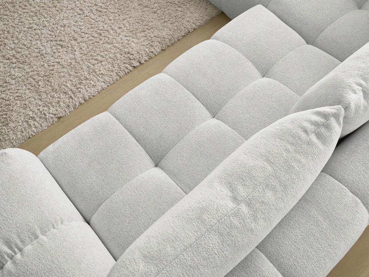 ECKSCHLAFSOFA EVEREST  mit Rücken echt, Armteil links, Armteil rechts Flachgewebe Hellgrau  - Hellgrau/Schwarz, MODERN, Kunststoff/Textil (320/212cm)