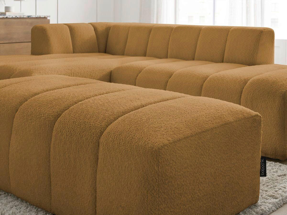 ECKSOFA Ottomane links  ANNECY Gelb Bouclé  - Gelb/Schwarz, MODERN, Kunststoff/Textil (170/262cm)