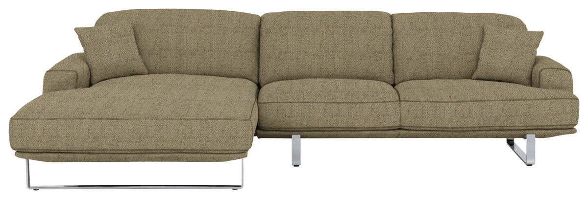 ECKSOFA in Webstoff Braun  - Braun, Design, Textil/Metall (184/304cm) - Dieter Knoll