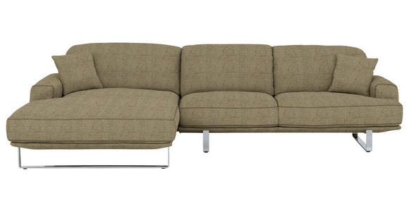 ECKSOFA in Webstoff Braun  - Braun, Design, Textil/Metall (184/304cm) - Dieter Knoll