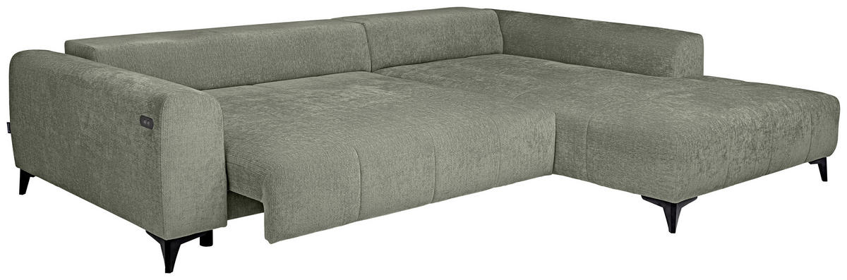 ECKSOFA  in Chenille Mintgrün  279/222 cm  - Schwarz/Mintgrün, KONVENTIONELL, Kunststoff/Textil (279/222cm) - Hom`in