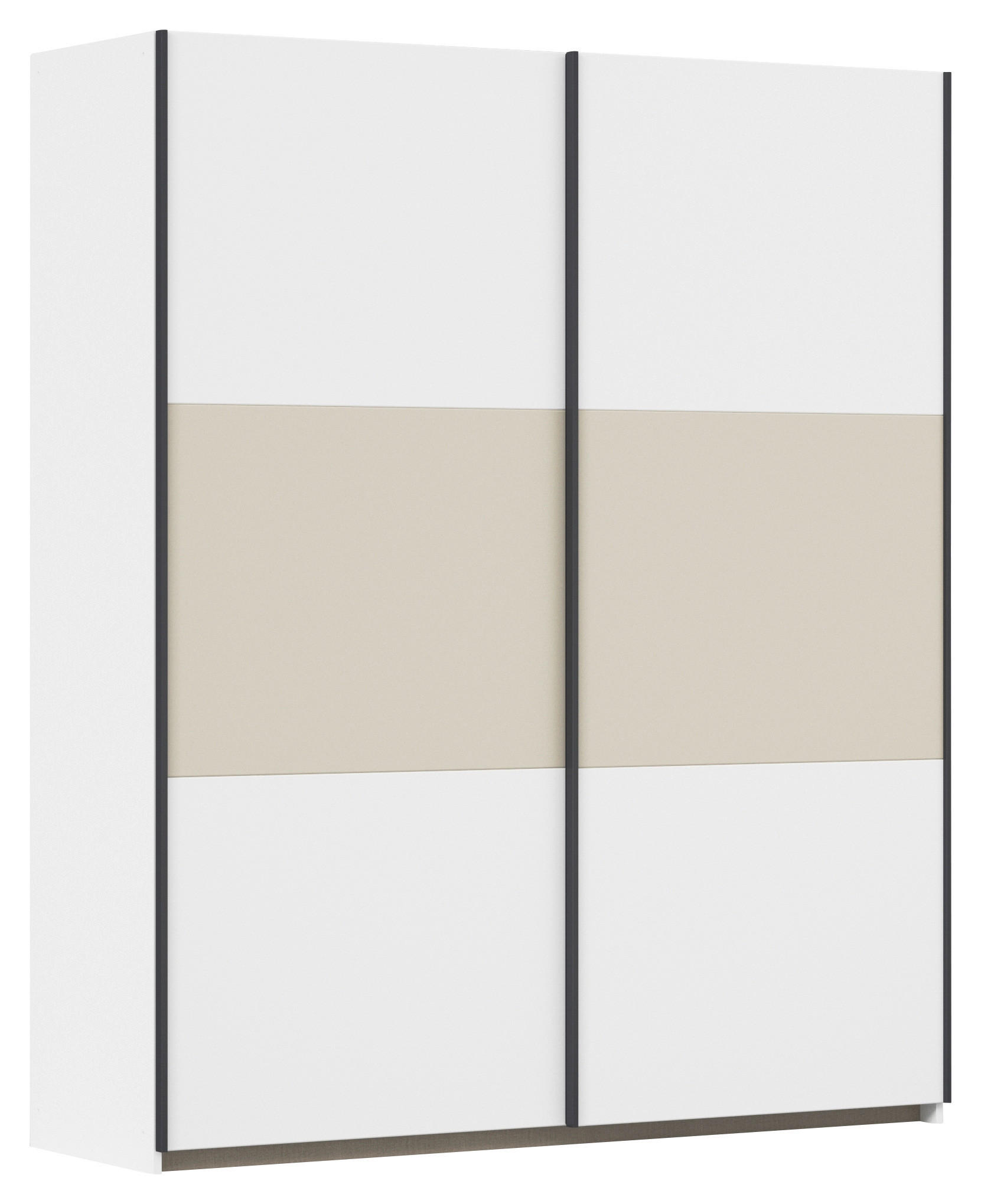 SCHWEBETÜRENSCHRANK in Champagner, Weiß - Champagner/Weiß, MODERN, Holzwerkstoff/Metall (175/210/59cm) - Rauch Möbel