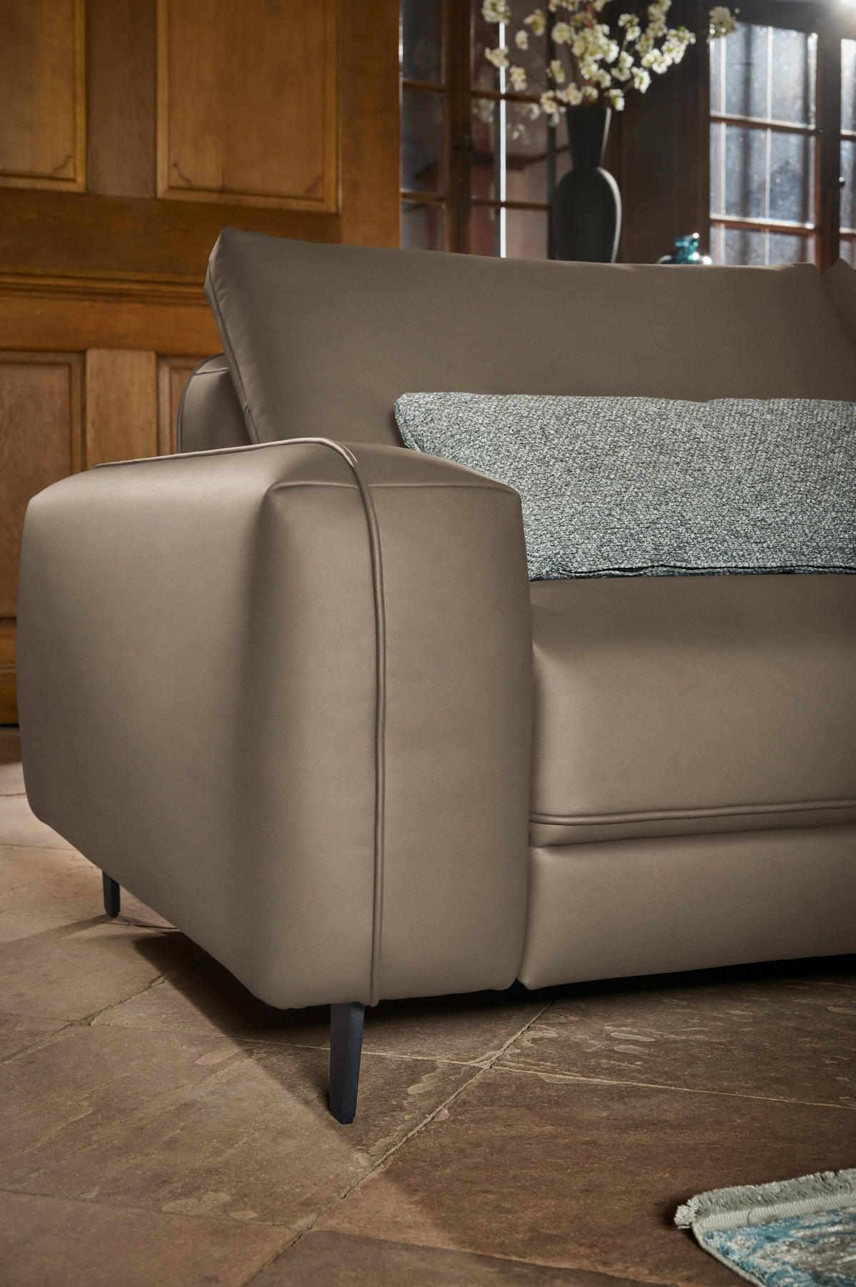 3-SITZER-SOFA  in Echtleder Hellbraun   - Hellbraun/Anthrazit, Design, Leder/Metall (230/70/109cm) - Johann Jakob