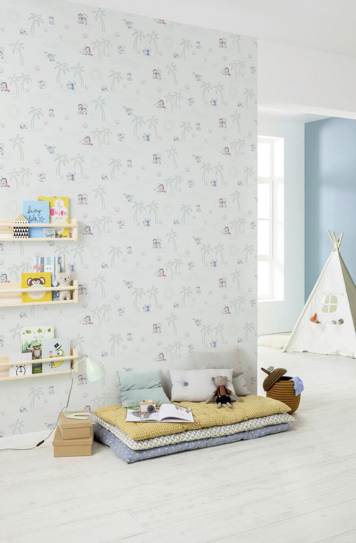 FOTOTAPETE LILO AND STITCH BEACH LOVE  - Blau, Design, Textil (53/1005cm) - Disney