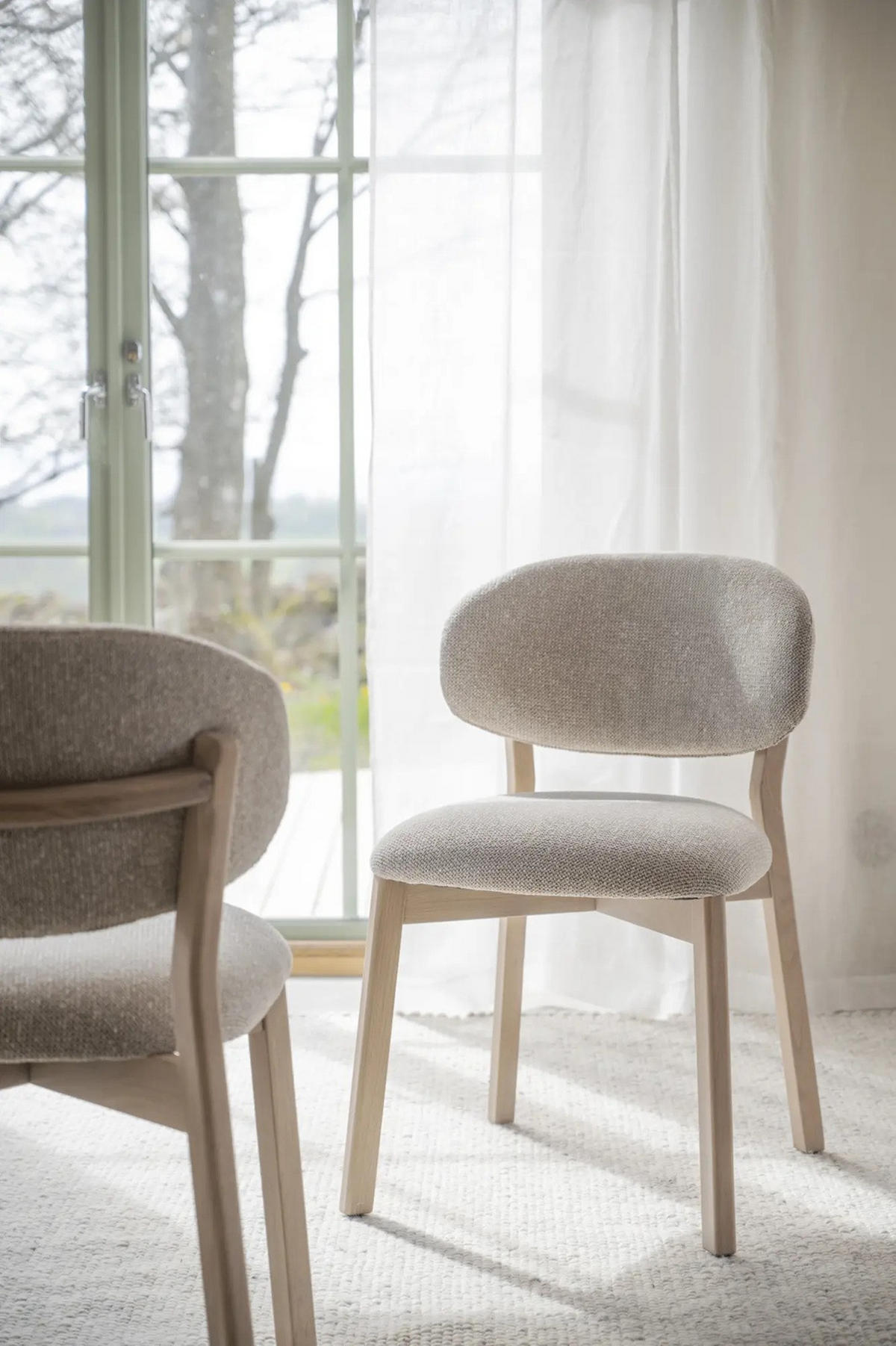 STOL   flatväv  - beige/ek Bianco, Klassisk, trä/textil (50/82/60cm) - Rowico