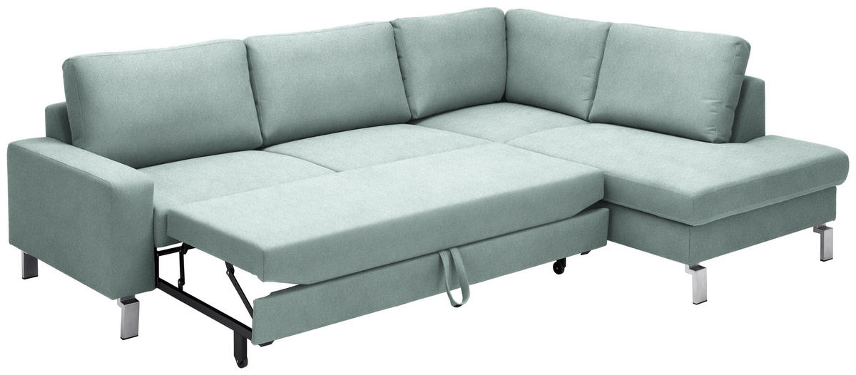 ECKSOFA in Flachgewebe Blaugrau  - Chromfarben/Blaugrau, Design, Textil/Metall (276/200cm) - Hom`in
