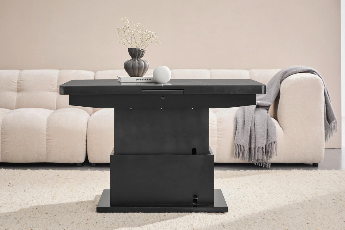 SOFFBORD i metall, keramik 125-150/49,5-79/70 cm  - svart, Design, metall/keramik (125-150/49,5-79/70cm) - Livetastic