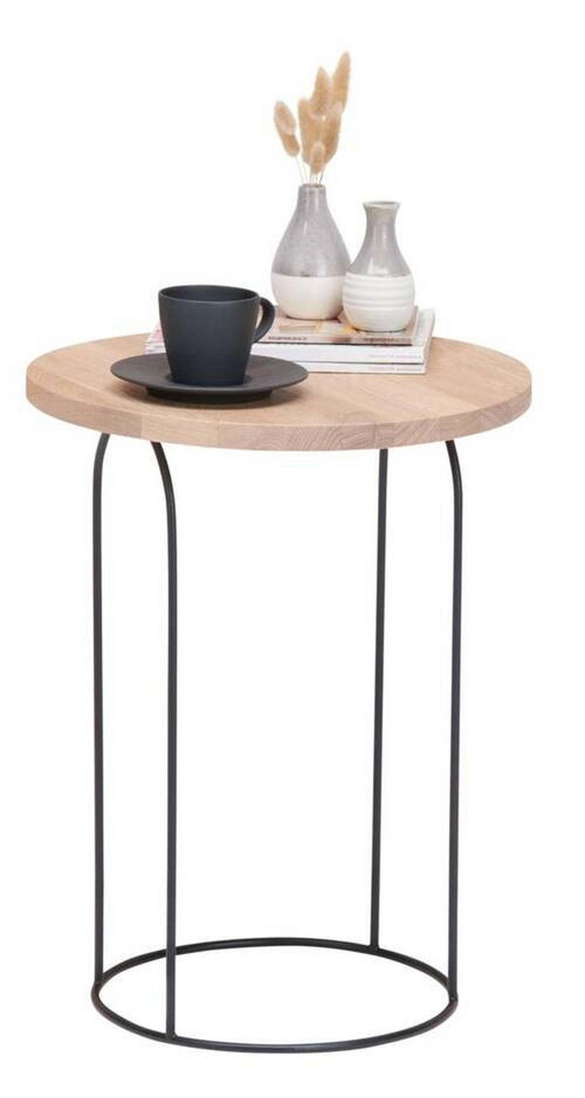 BEISTELLTISCH in Holz, Metall 40/40/50 cm  - Eichefarben/Schwarz, Natur, Holz/Metall (40/40/50cm) - Novel