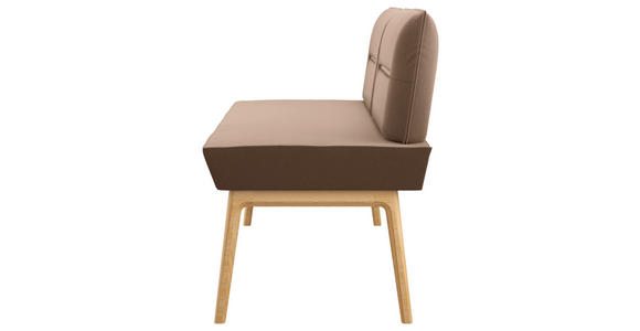 SITZBANK 160/92/66 cm Lederlook Hellbraun, Eichefarben Eiche massiv  - Hellbraun/Eichefarben, KONVENTIONELL, Holz/Textil (160/92/66cm) - Linea Natura