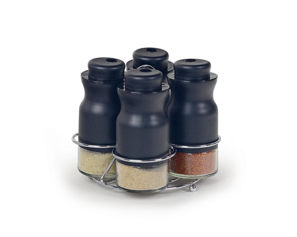 GEWÜRZGLAS-SET - Schwarz, Basics, Glas/Metall