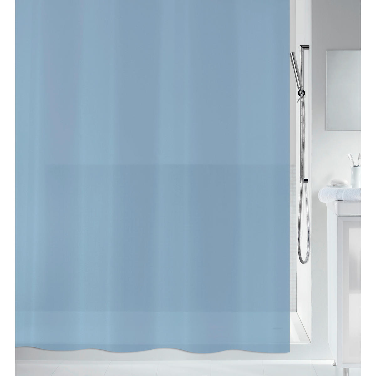 DUSCHVORHANG BIO 180/200 cm  - Blau, Basics, Kunststoff (180/200cm) - Spirella