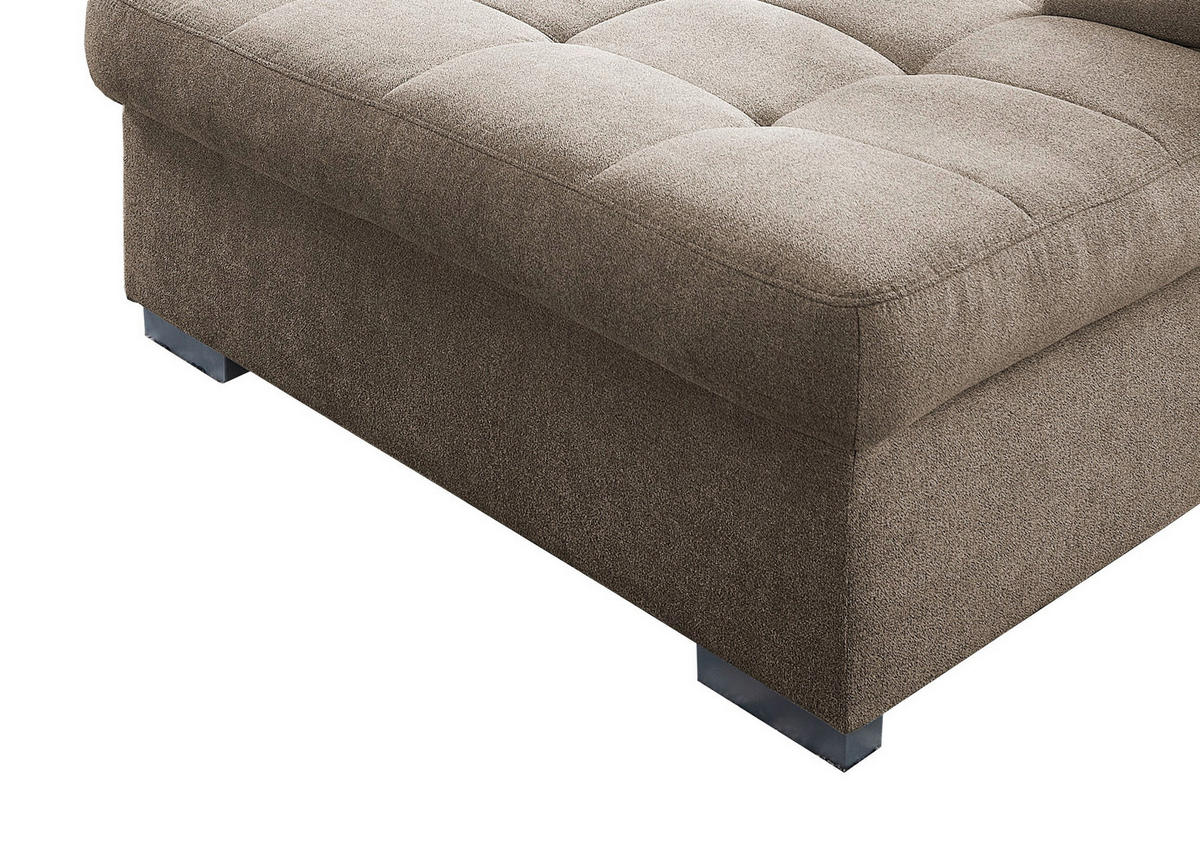 WOHNLANDSCHAFT in Mikrofaser Taupe  - Taupe/Chromfarben, Design, Kunststoff/Textil (212/330/169cm) - Livetastic