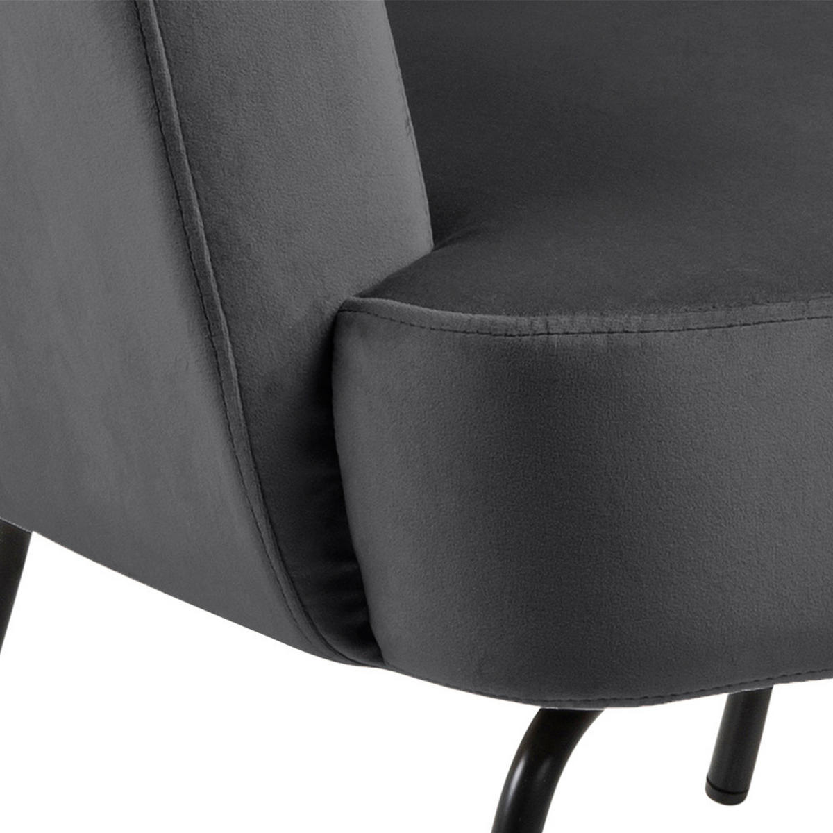 FÅTÖLJ i textil mörkgrå  - mörkgrå/svart, Klassisk, metall/textil (75/83/75cm) - Livetastic