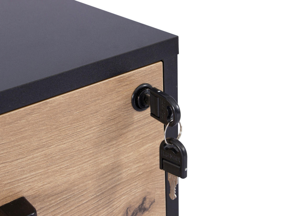 ROLLCONTAINER Schwarz, Eiche Artisan  - Schwarz/Eiche Artisan, MODERN, Holzwerkstoff/Kunststoff (43/56/60cm) - Livetastic