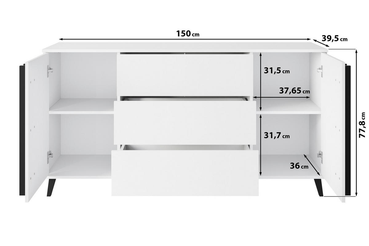 ŠIROKA KOMODA, antracit, barve kostanja  - črna/antracit, Trend, umetna masa/leseni material (150/77,8/39,5cm) - P & B