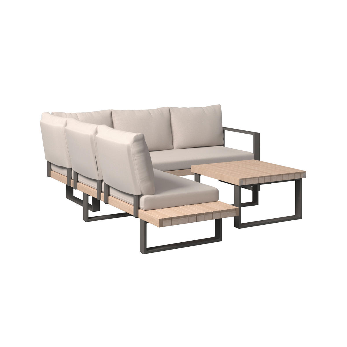 LOUNGEGARNITUR 216/238 cm Akazie Schichtholz, vollmassiv Aluminium  - Beige/Akaziefarben, MODERN, Holz/Metall (216/238cm) - Ambia Garden