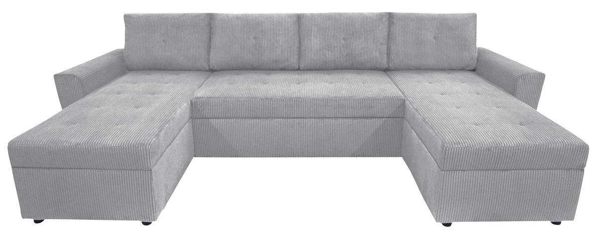 WOHNLANDSCHAFT in Cord Hellgrau  - Hellgrau/Schwarz, Design, Kunststoff/Textil (155/294/155cm) - MID.YOU
