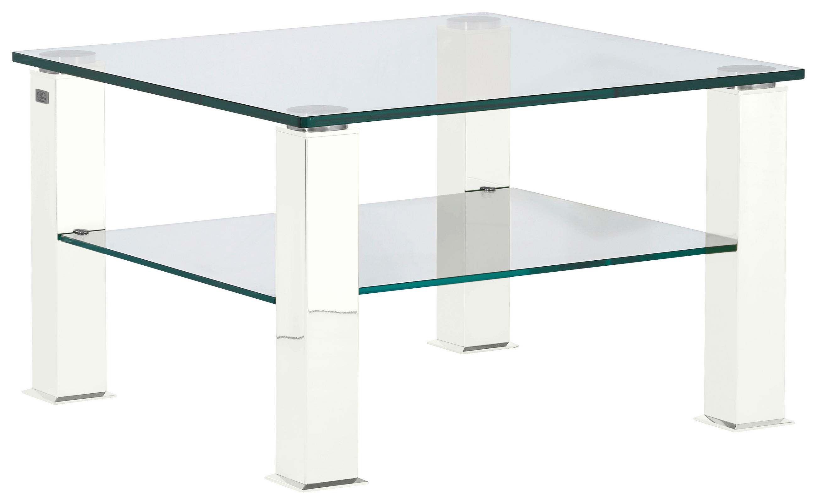 COUCHTISCH Metall, Glas 75/75/43 cm  - Weiss, Design, Glas/Kunststoff (75/75/43cm)