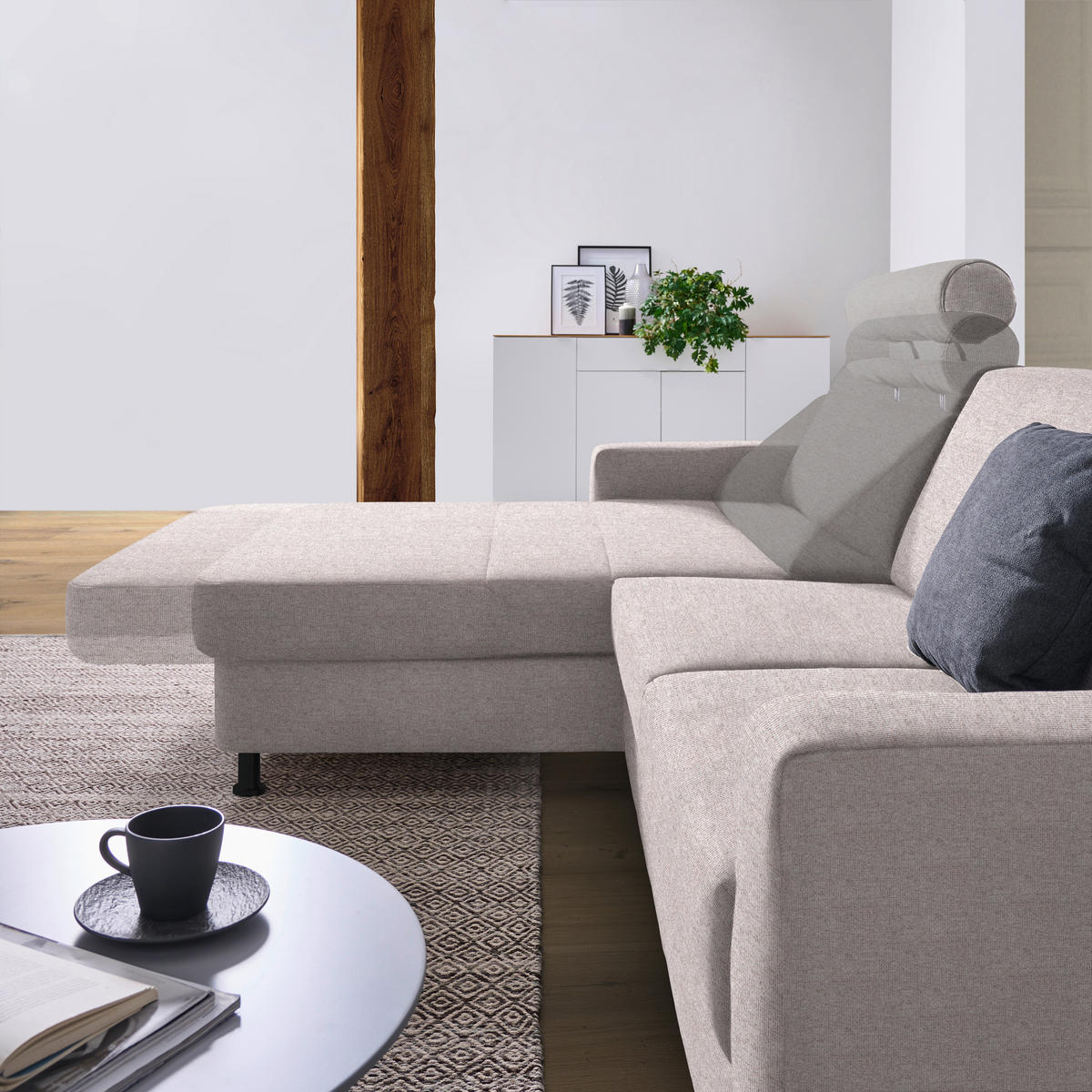 ECKSOFA in Webstoff Hellrosa  - Hellrosa/Schwarz, Design, Kunststoff/Textil (165/257cm) - Xora