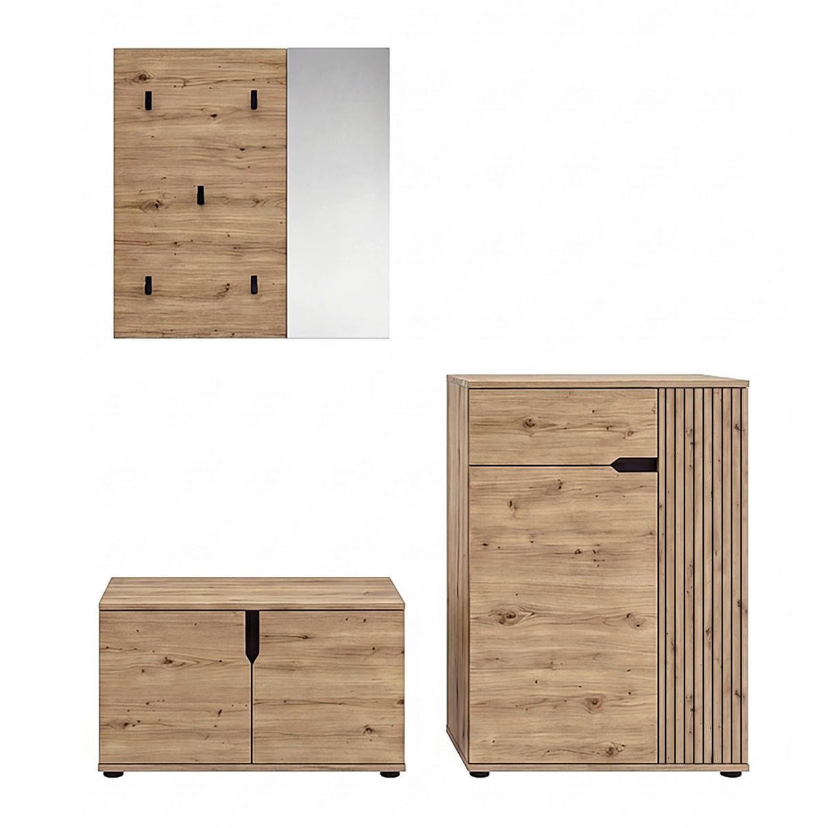 GARDEROBE 3-teilig  in 175/191/37 cm  - Eiche Artisan, Design, Holzwerkstoff (175/191/37cm) - MID.YOU