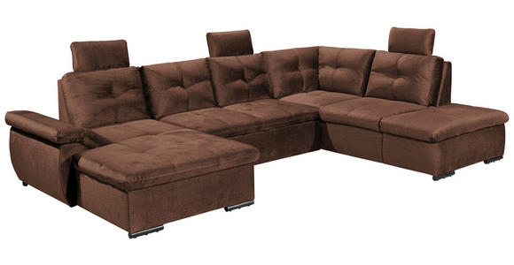 WOHNLANDSCHAFT in Mikrovelours Kupferfarben - Schwarz/Kupferfarben, KONVENTIONELL, Kunststoff/Textil (127/334/217cm) - Carryhome