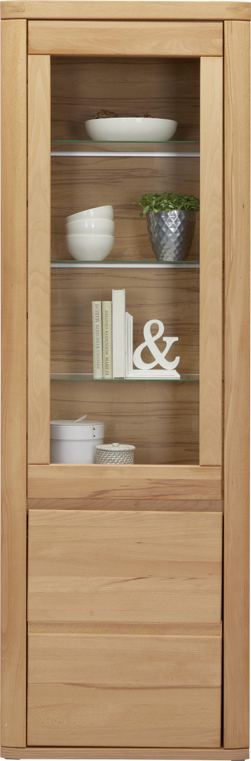 VITRINE in massiv Kernbuche Kernbuche  - Kernbuche/Grau, KONVENTIONELL, Glas/Holz (66/204/38cm) - Voleo