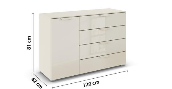 KOMMODE  in 120/81/42 cm  - Champagner, Design, Glas/Holzwerkstoff (120/81/42cm) - Xora