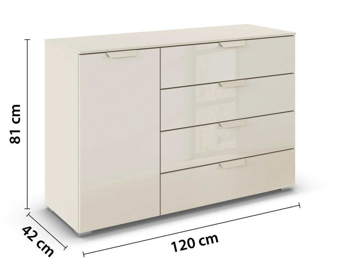 KOMMODE  in 120/81/42 cm  - Champagner, Design, Glas/Holzwerkstoff (120/81/42cm) - Carryhome