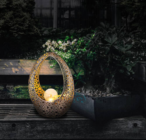 SOLCELLSLAMPA - klar/bronsfärgad, Design, metall/glas (21,5/9,5/27,5cm) - Globo