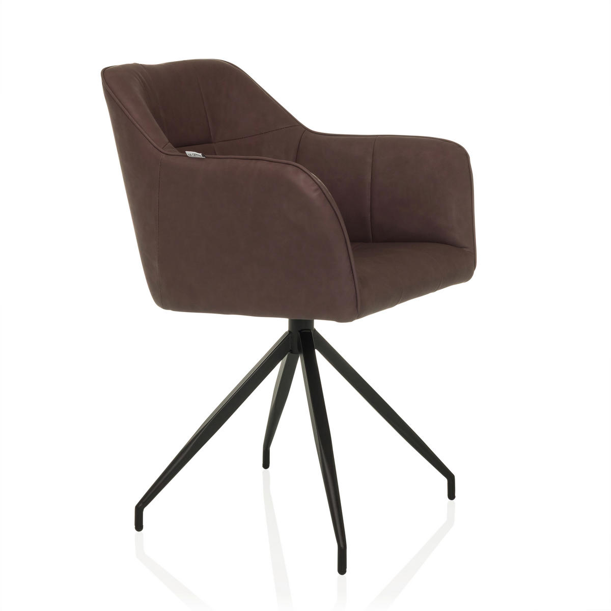 ARMLEHNSTUHL  in Lederlook  - Dunkelbraun/Schwarz, MODERN, Leder/Metall (61/90/56cm) - MID.YOU