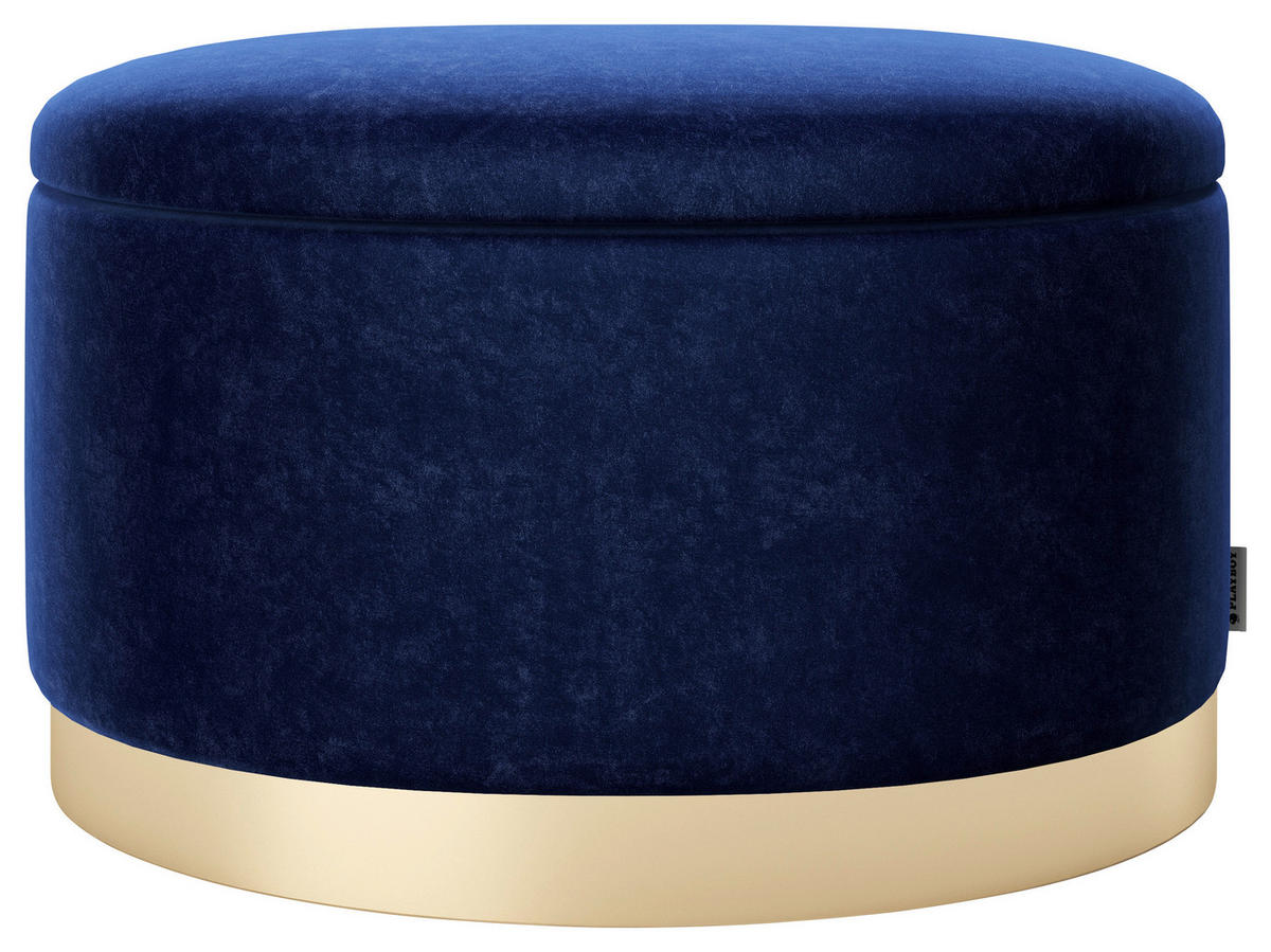 HOCKER Samt Dunkelblau  - Goldfarben/Dunkelblau, LIFESTYLE, Textil (60/40/40cm) - Playboy