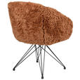ARMLEHNSTUHL  in Eisen Teddystoff Echtleder pigmentiert  - Cognac/Schwarz, Design, Leder/Textil (59,5/83,5/63,5cm) - Belluti