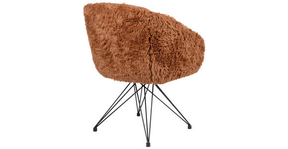 ARMLEHNSTUHL  in Eisen Teddystoff Echtleder pigmentiert  - Cognac/Schwarz, Design, Leder/Textil (59,5/83,5/63,5cm) - Belluti
