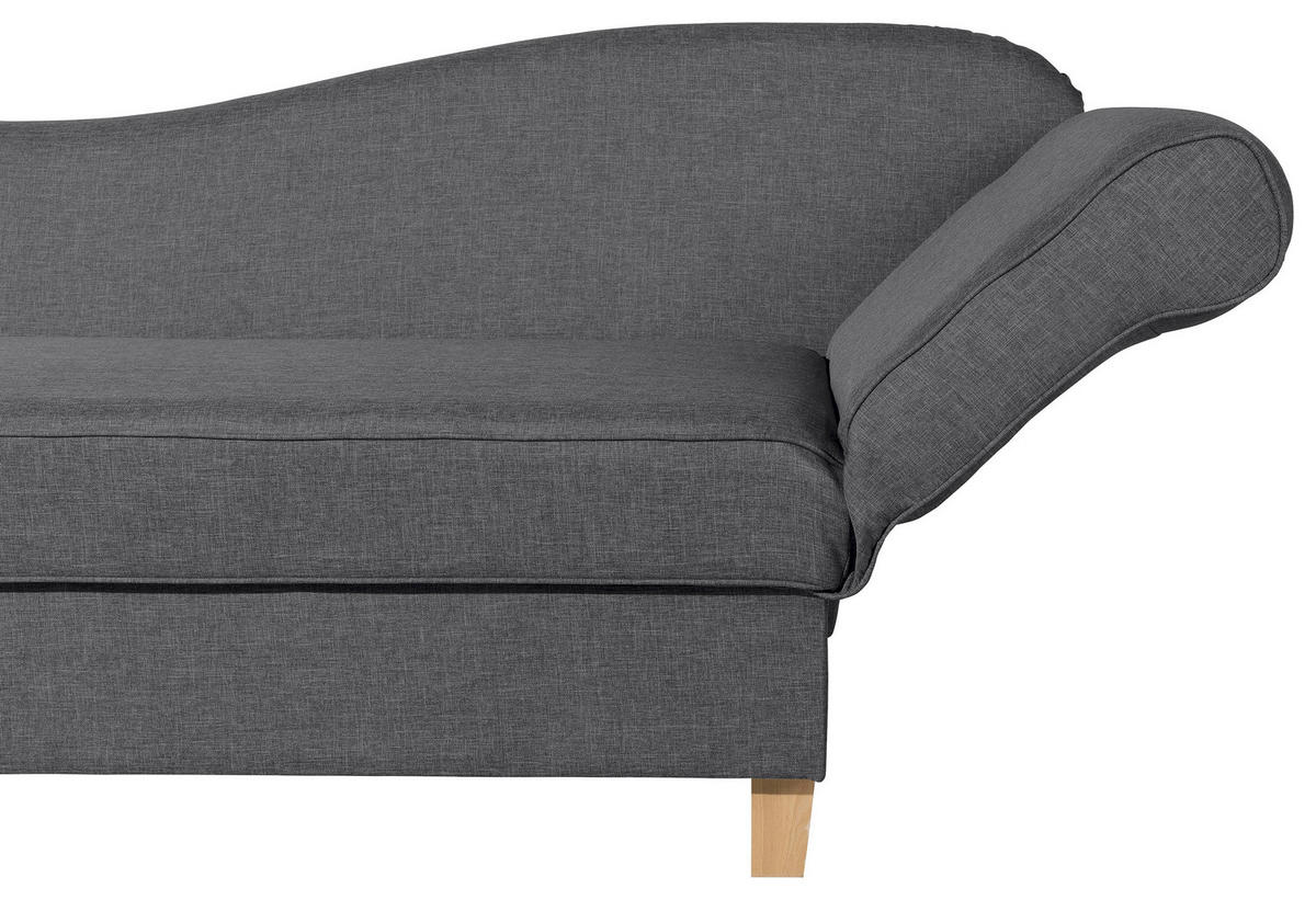 RÉCAMIERE in Flachgewebe Graphitfarben  - Buchefarben/Graphitfarben, Design, Holz/Textil (190/82/88cm) - Max Winzer